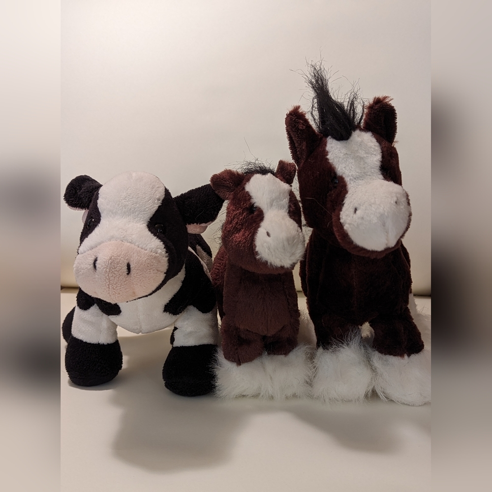 EUC Webkinz Farm Friends - Holstein Cow, Clydesdale, & Lil' Kinz Clydesdale NC